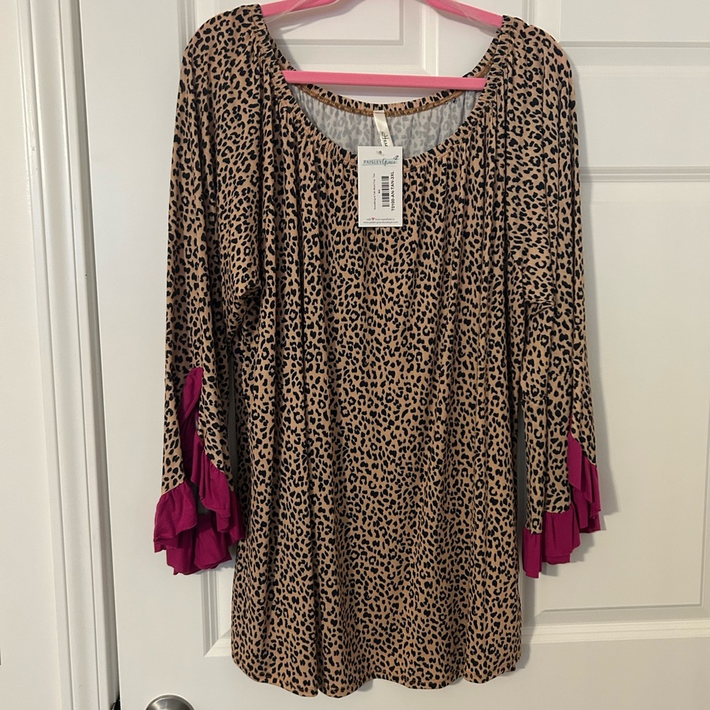 Leopard Print Tunic with Pink Accents